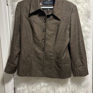Vintage Mariella Burani Amuletti Brown Button-Up Wool Jacket